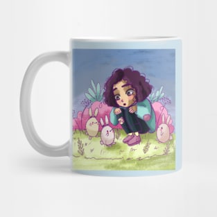 Cute charater with three bunnies Mug